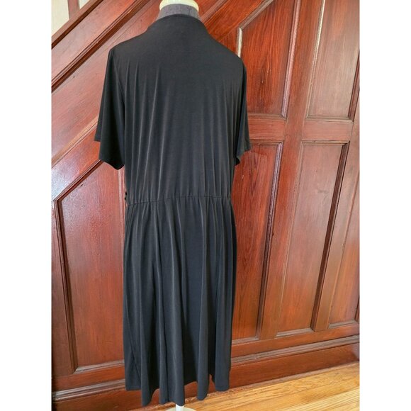 Susan Graver Black Short Sleeve Wrap Style Midi Dress Size XL - Picture 3 of 7